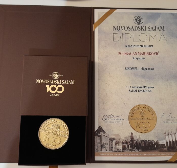 Zlatna medalja za kvalitet na Novosadskom sajmu, novembra 2023. godine