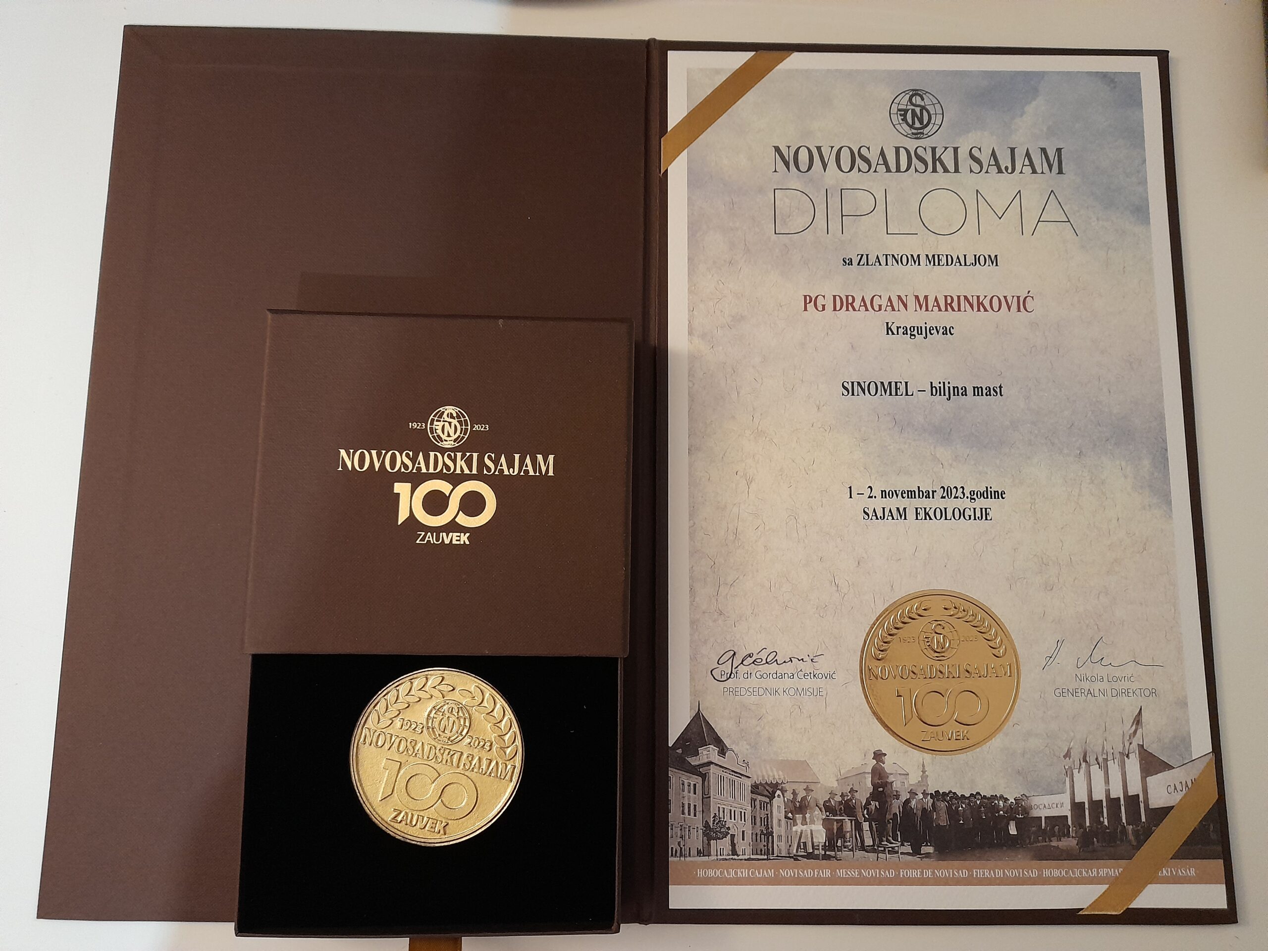 Zlatna medalja za kvalitet na Novosadskom sajmu, novembra 2023. godine